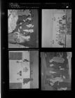 Men talking, Men holding sign; People at reception; People sitting at desk and others standing behind them (4 Negatives), December 1955 - February 1956, undated [Sleeve 59, Folder c, Box 9]
